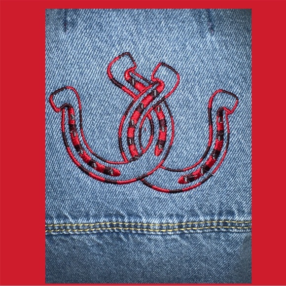 Horse Lover Embroidered Light Denim Distressed Long Sleeve Shirt - Picture 5 of 9